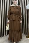 Manolya Etek Takım Kahverengi