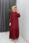 Bordo Ceyşan Elbise Premium Seri Tam Boy Tesettür Giyim