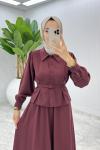 Bordo Eftelya Etek Takım Tesettür Giyim