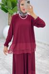 Bordo Premium Aksu Etek Takım Tesettür Giyim