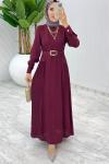 Bordo Premium Selena Elbise Tesettür Giyim