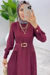Bordo Premium Selena Elbise Tesettür Giyim