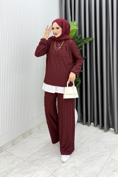 Bordo  Zeyzey Takım Tesettür Giyim
