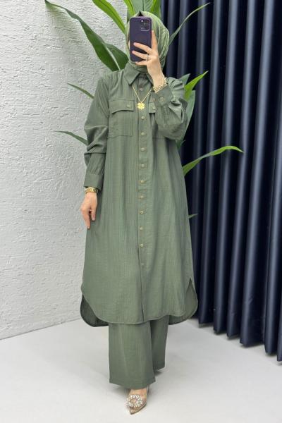 Haki Amine Takım Tesettür Giyim