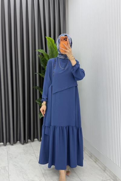 İndigo Ceyşan Elbise Premium Seri Tam Boy Tesettür Giyim