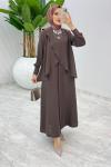 Kahve Premium Asalet Elbise Tesettür Giyim