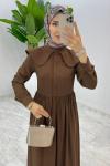 Kahve Premium Bebe Yaka Elbise Tesettür Giyim