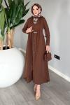 Kahve Premium Pare Elbise Ferace Tesettür Giyim