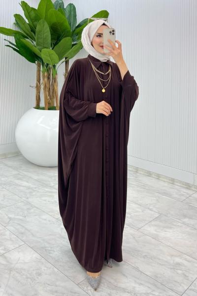 Kahve Yüsra Elbise Tesettür Giyim