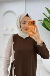 Kahverengi Nilda Elbise Tesettür Giyim