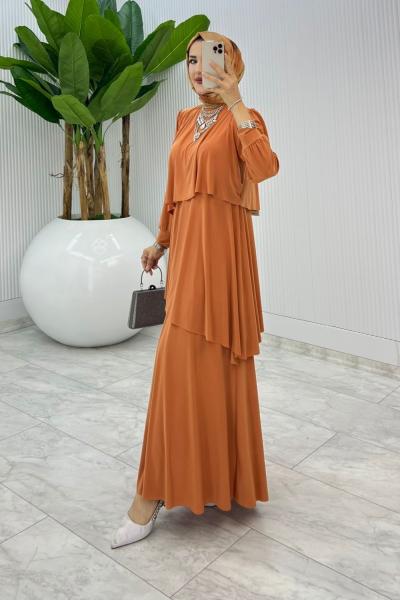 Kiremit Premium Diva Elbise Tesettür Giyim