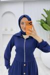 Lacivert Şazeli Premium Etek Takım Tesettür Giyim