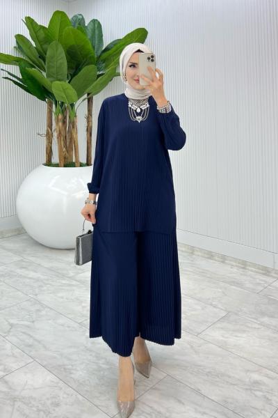 Lacivert Bilge Pantolon Takım Tesettür Giyim