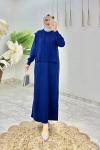 Lacivert Damla Triko Elbise Takım Tesettür Giyim