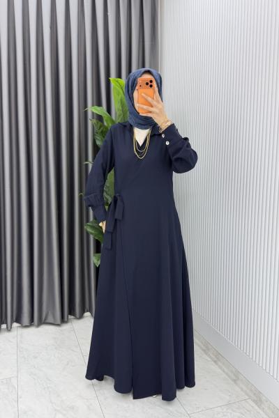 Lacivert Eflal Bağlamalı Ferace  Premium Seri Tesettür Giyim