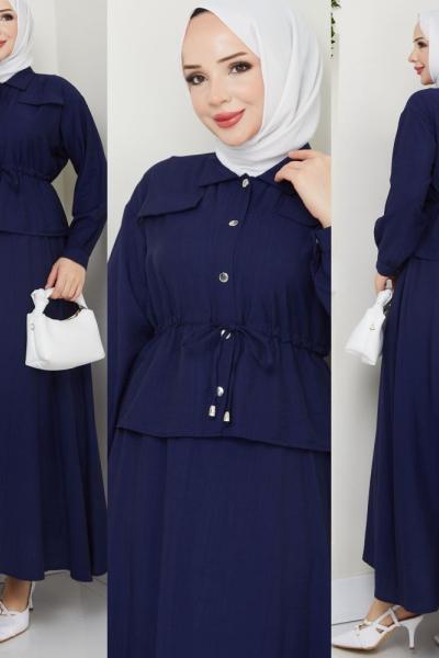 Lacivert Moda Etek Takım Tesettür Giyim
