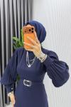 Lacivert Nisa Elbise Tesettür Giyim