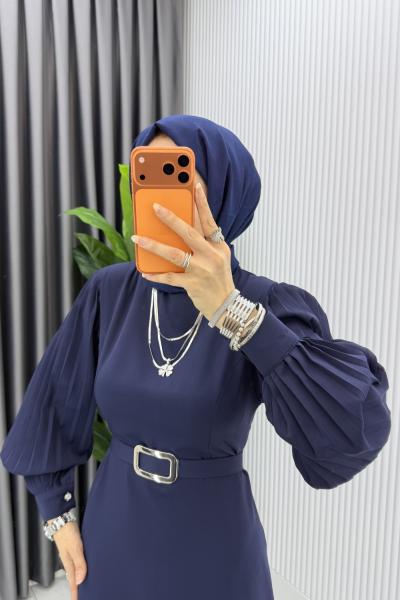 Lacivert Nisa Elbise Tesettür Giyim
