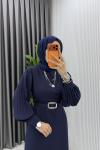 Lacivert Nisa Elbise Tesettür Giyim