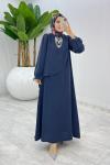 Lacivert Premium Paris Elbise Tesettür Giyim