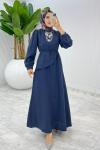 Lacivert Premium Paris Elbise Tesettür Giyim