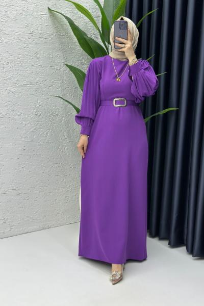 Mor Narin Elbise Tesettür Giyim