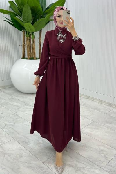 Mürdüm Premıum Dilara Elbise Tesettür Giyim