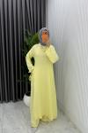 Sarı Cansu Müslin Kumaş Tesettür Takım