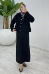 Siyah Başak Triko Takım Tesettür Giyim