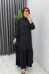 Siyah Ceyşan Elbise Premium Seri Tam Boy Tesettür Giyim
