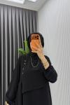 Siyah Ceyşan Elbise Premium Seri Tam Boy Tesettür Giyim