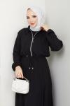 Siyah Moda Fermuar Elbise Takım