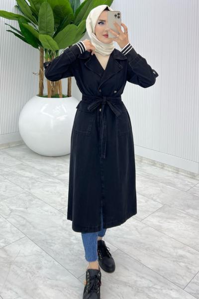 Siyah Premium Hançer Kot Kap Tesettür Giyim