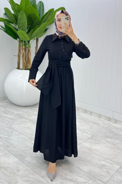 Siyah Premıum Nagihan Elbise Tesettür Giyim