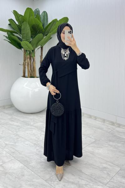 Siyah Premıum Seçil Elbise Tesettür Giyim