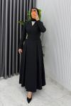 Siyah Premium Hülya Ferace Elbise Tesettür Giyim