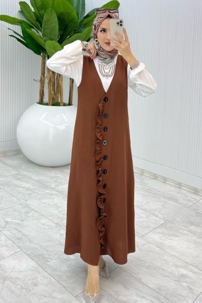 Takım Kahve Mahya Jile  Takım Tesettür Giyim