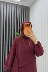Vişne Ceyşan Elbise Premium Seri Tam Boy Tesettür Giyim