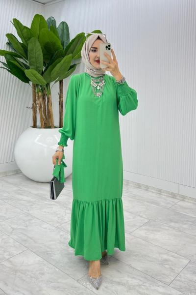 Yeşil Açelya Elbise Tesettür Giyim