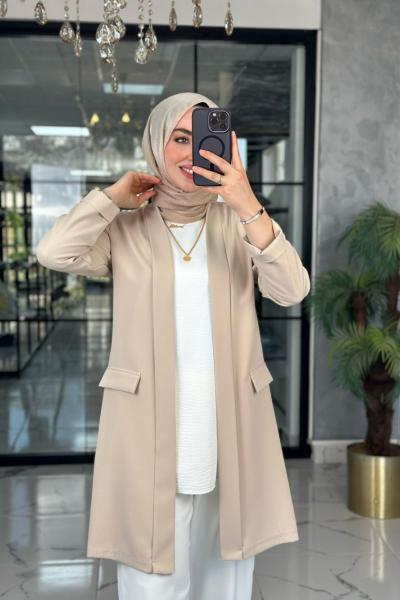 Ahsa İçlik Ceket-Krem