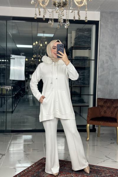 Duygu Kürklü Takım Beyaz
