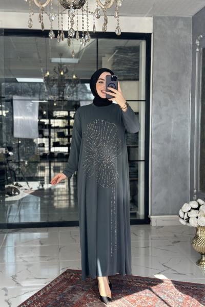 Saliha Elbise Gri