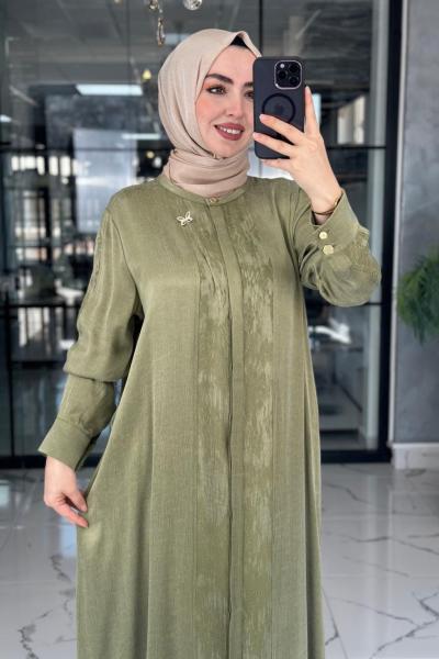 Şeyda Cupra Elbise-Çağla Yeşili