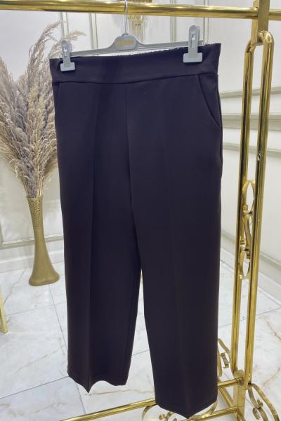 Bol Paça Double Pantolon Kahverengi