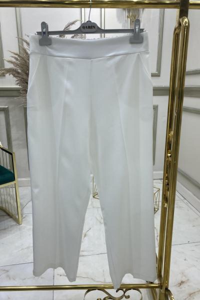 Bol Paça Double Pantolon Beyaz