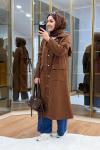 Çıtçıtlı Detaylı Parka Trençkot Kahverengi
