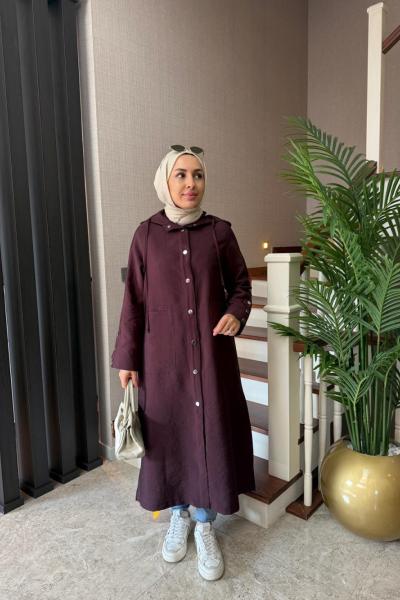 Çıtçıtlı Cupra Kap  Mürdüm