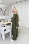 Çubuk Düğme Detaylı Takım Haki