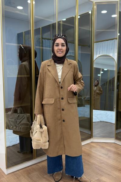 UZUN SÜET CEKET Taba