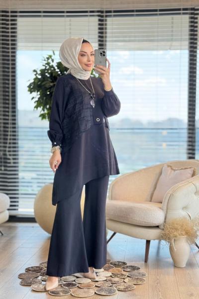 02-2425 Robası Dantel Parçalı Takım Siyah